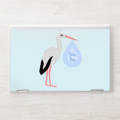 Cute Blue Baby Boy Stork HP Laptop Skin