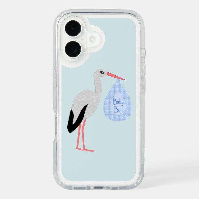 Cute Blue Baby Boy Stork Speck iPhone Case (Front)