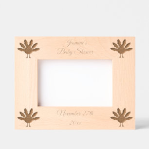 Cute Blue Baby Boy Thanksgiving Turkey Baby Shower Engraved Frames
