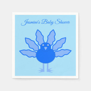 Cute Blue Baby Boy Thanksgiving Turkey Baby Shower Napkins