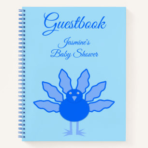 Cute Blue Baby Boy Thanksgiving Turkey Baby Shower Notebook