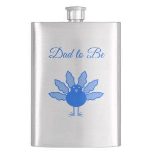 Cute Blue Baby Boy Thanksgiving Turkey Dad to Be Flask