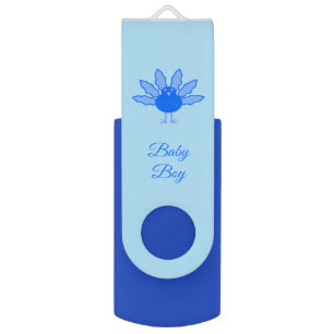 Cute Blue Baby Boy Thanksgiving Turkey First Year Flash Drive