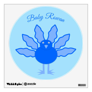 Cute Blue Baby Boy Thanksgiving Turkey Nursery Wall Decal