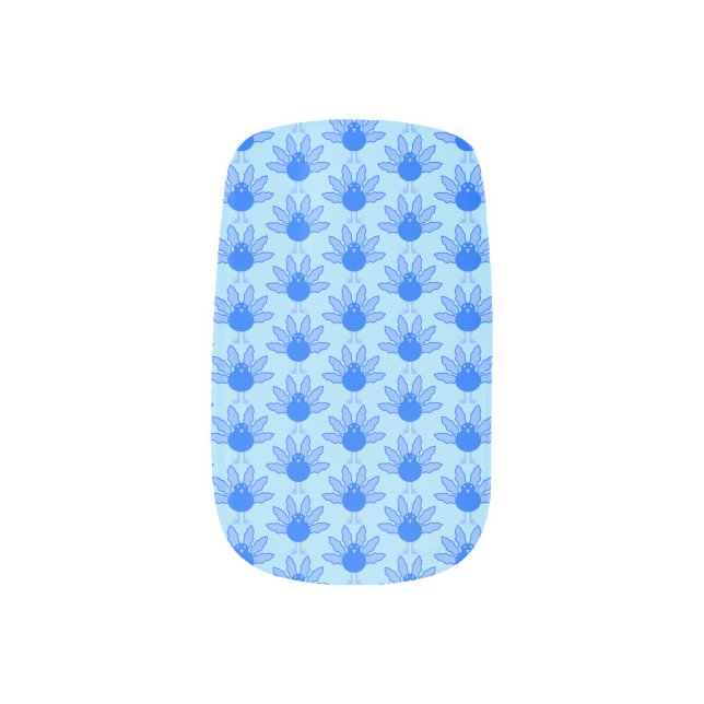 Cute Blue Baby Boy Thanksgiving Turkey Patterned Minx Nail Art (Left Thumb)