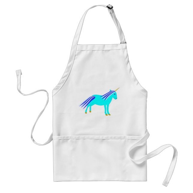 Cute Blue Baby Boy Unicorn Adult Apron (Front)