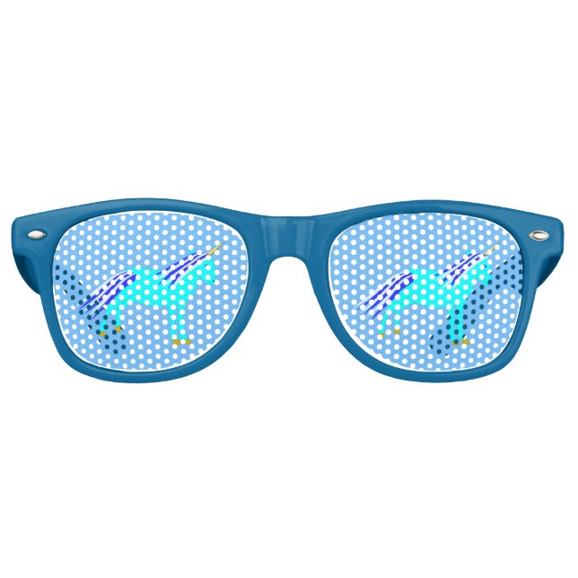 Cute Blue Baby Boy Unicorn Baby Shower Retro Sunglasses (Front)