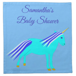 Cute Blue Baby Boy Unicorn Custom Baby Shower Cloth Napkin