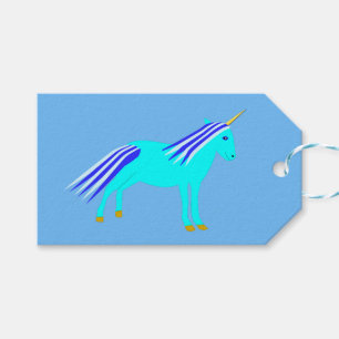 Cute Blue Baby Boy Unicorn Custom Baby Shower Gift Tags