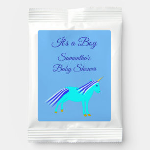 Cute Blue Baby Boy Unicorn Custom Baby Shower Margarita Drink Mix
