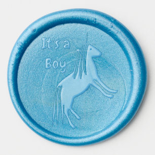 Cute Blue Baby Boy Unicorn Custom Baby Shower Wax Seal Sticker