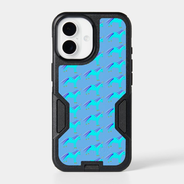 Cute Blue Baby Boy Unicorn Patterned Otterbox iPhone Case (Back)