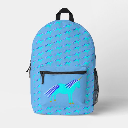 Cute Blue Baby Boy Unicorn Printed Backpack