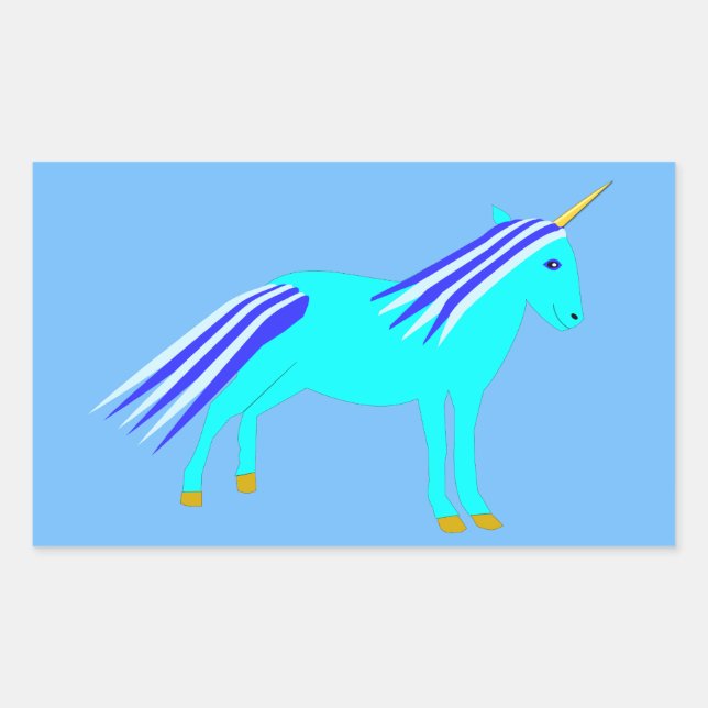 Cute Blue Baby Boy Unicorn Rectangular Sticker (Front)