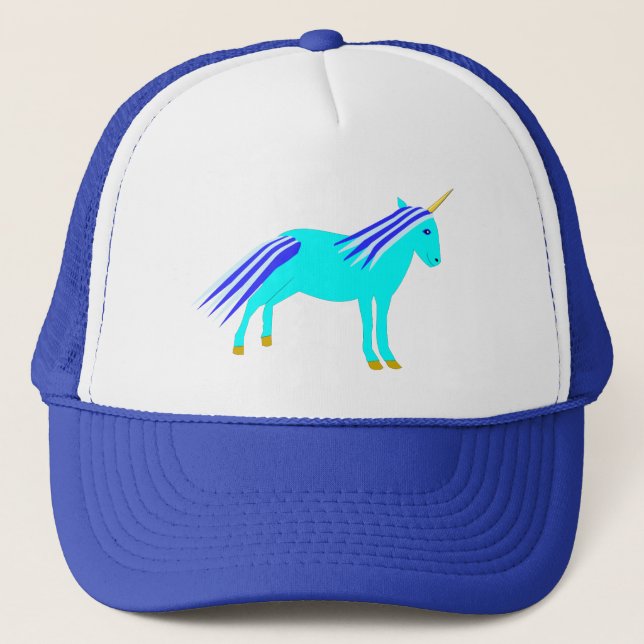Cute Blue Baby Boy Unicorn Trucker Hat (Front)