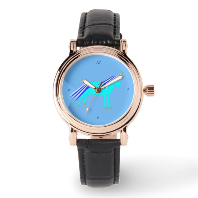 Cute Blue Baby Boy Unicorn Watch (Front)