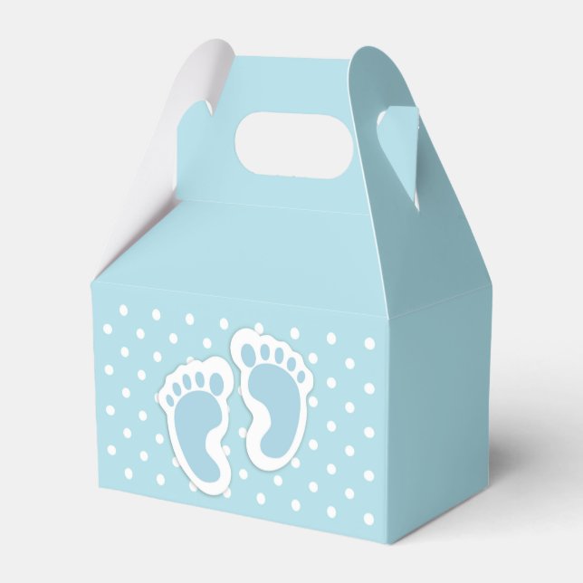 Cute Blue Baby Boy's Feet Illustration Favor Boxes (Back Side)