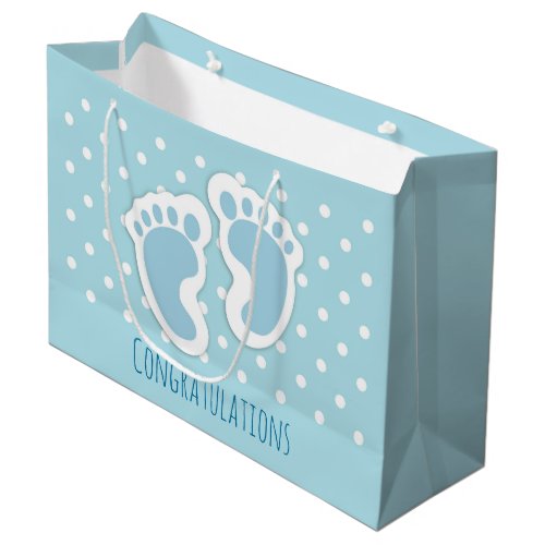 Cute Blue Baby Boys Feet Illustration Large Gift Bag