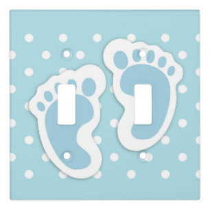 Cute Blue Baby Boy's Feet Illustration Light Switch Cover