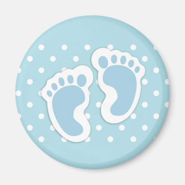 Cute Blue Baby Boy's Feet Illustration Magnet (Front)