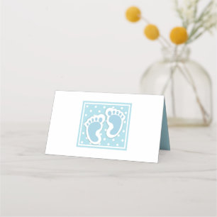 Cute Blue Baby Boy's Feet Illustration Place Card