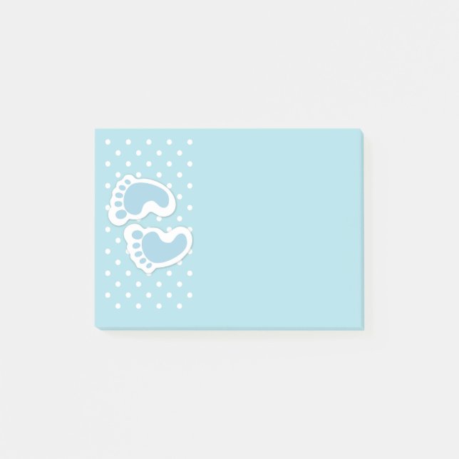 Cute Blue Baby Boy's Feet Illustration Post-it Notes (Front)