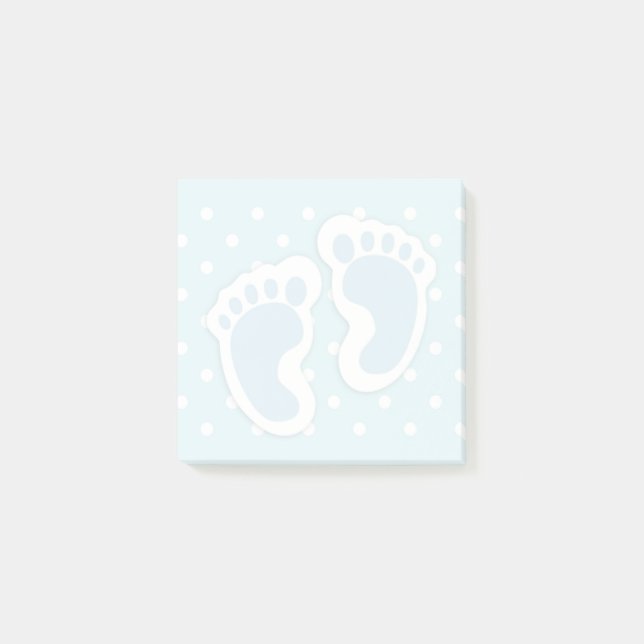 Cute Blue Baby Boy's Feet Illustration Post-it Notes (Front)