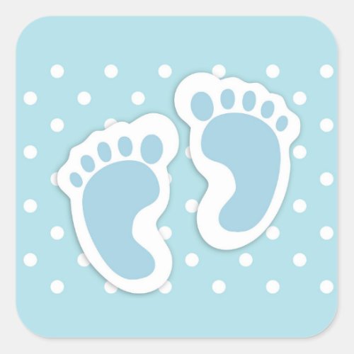Cute Blue Baby Boys Feet Illustration Square Sticker
