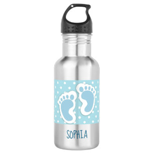Cute Blue Baby Boy's Feet Illustration Stainless Steel Water Bottle