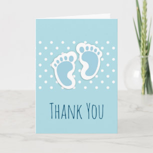 Cute Blue Baby Boy's Feet Illustration Thank You Card