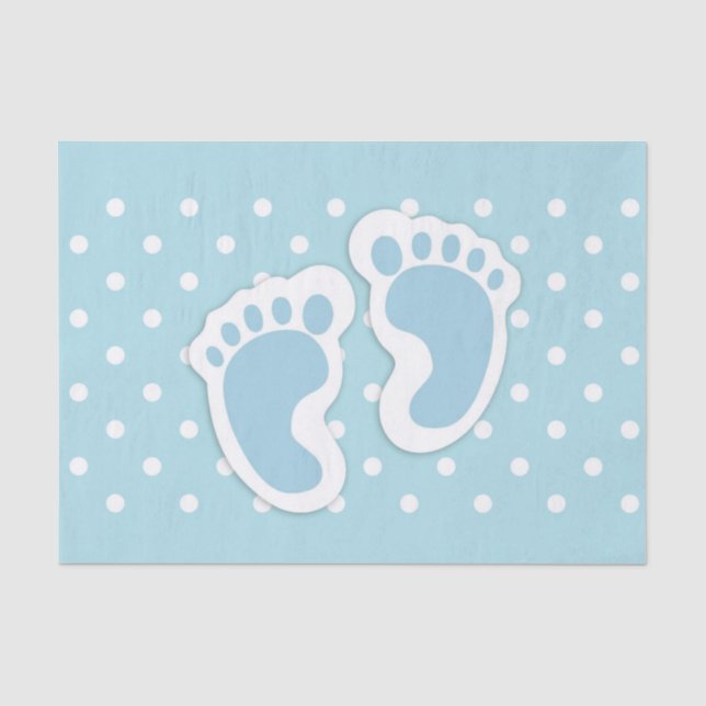 Cute Blue Baby Boy's Feet Illustration Tissue Paper (Front)