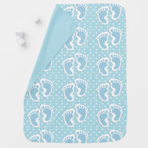 Cute Blue Baby Boy's Footprints Pattern Baby Blanket