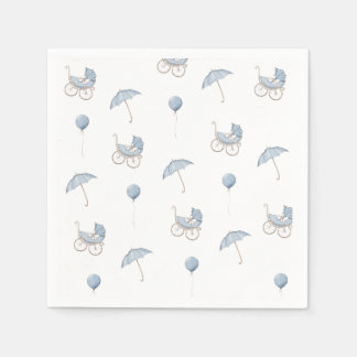 Cute Blue Baby Buggy Baby Shower Napkins