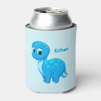 Cute Blue Baby Dinosaur Can Cooler