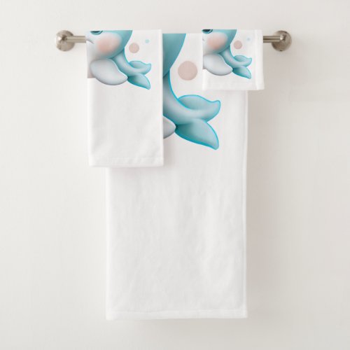 Cute Blue Baby Dolphin    Bath Towel Set