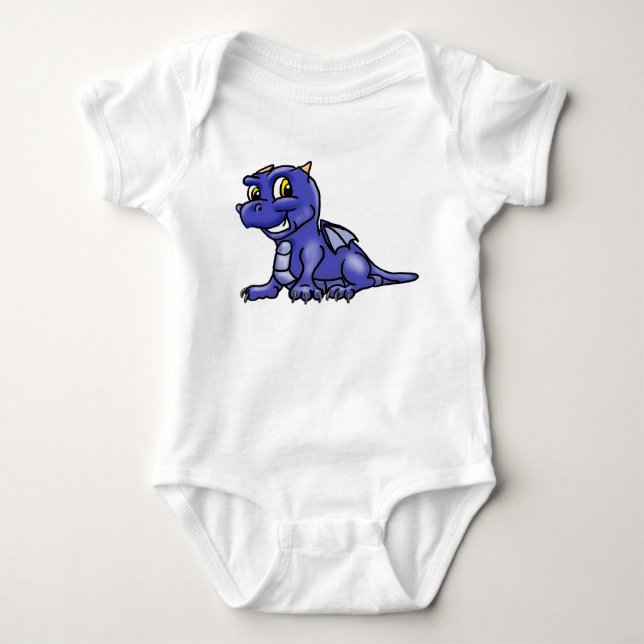 Cute Blue Baby Dragon Baby Bodysuit (Front)
