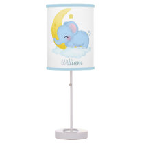 Cute Blue Baby Elephant Boy's Personalized Nursery Table Lamp