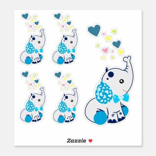 Cute Blue Baby Elephant Sticker