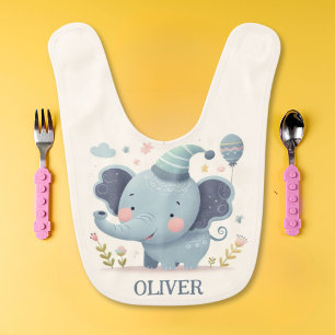 Cute Blue Baby Elephant with a Hood Bib