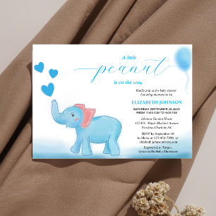 cute blue baby elephant with love baby shower invitation