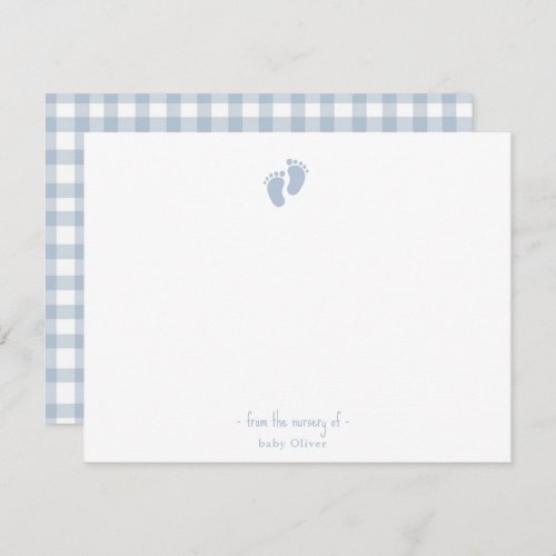 Cute Blue Baby footprint Boy Nursery  Thank You Card