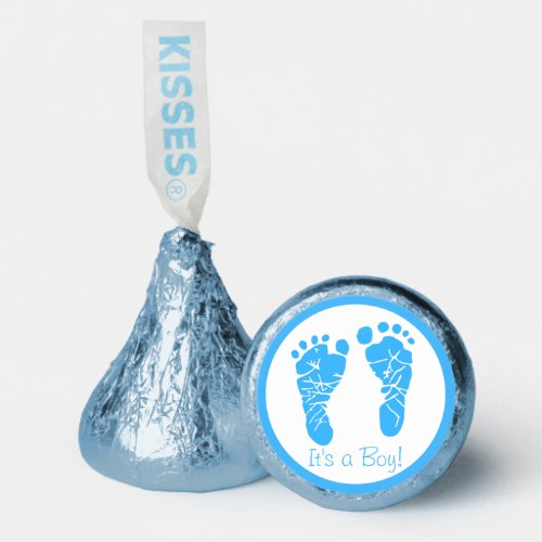 Cute Blue Baby Footprints Its a Boy Baby Shower Hersheys Kisses