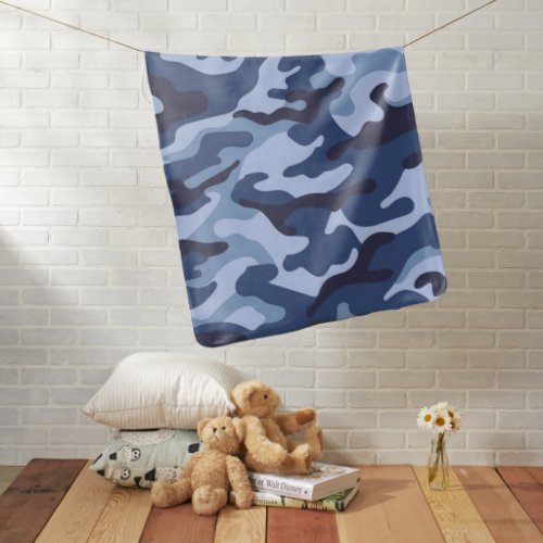 Cute Blue Baby Girls Boys Camo Camouflaged Design Baby Blanket