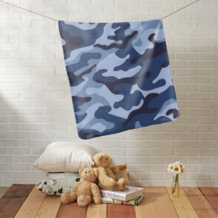 Cute Blue Baby Girls Boys Camo Camouflaged Design Blanket