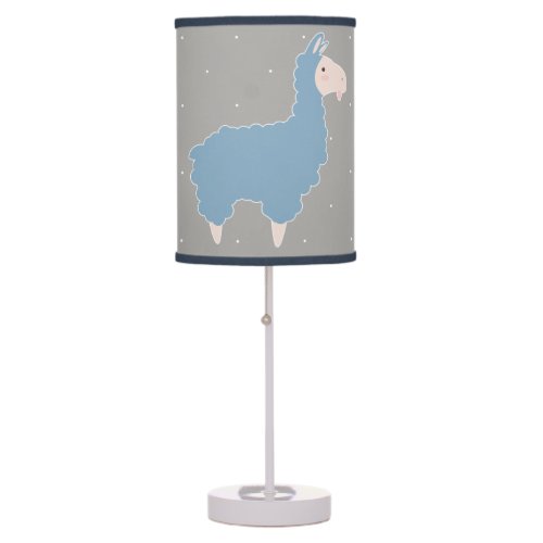 Cute Blue Baby Llama  White Dots Table Lamp