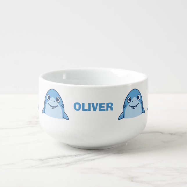 Cute Blue Baby Shark  Soup Mug (Front)