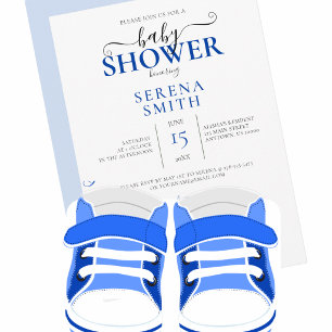 Cute Blue Baby Shoes BABY SHOWER Invitation
