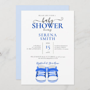 Cute Blue Baby Shoes BABY SHOWER Invitation
