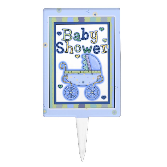 Cute Blue Baby Shower Cake Pick (Front)