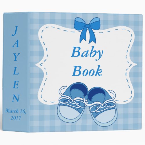 Cute Blue Baby Tennis Shoes Baby Book Binder